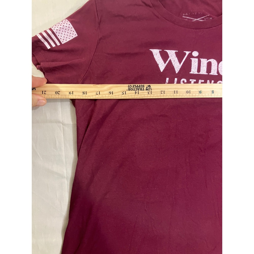 Grunt Style Wine Listens Graphic T-Shirt Mens XL Burgundy Cotton Patriotic Tee - Picture 3 of 9